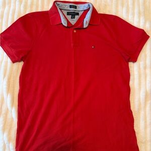 Tommy Hilfiger Men’s Red Polo with Contrast Collar